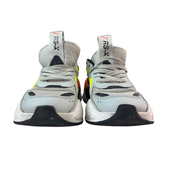 PUMA RS-X Reinvention Gray Neon Yellow Red Sneakers Size 6.5C (370644-01) - Picture 4 of 9